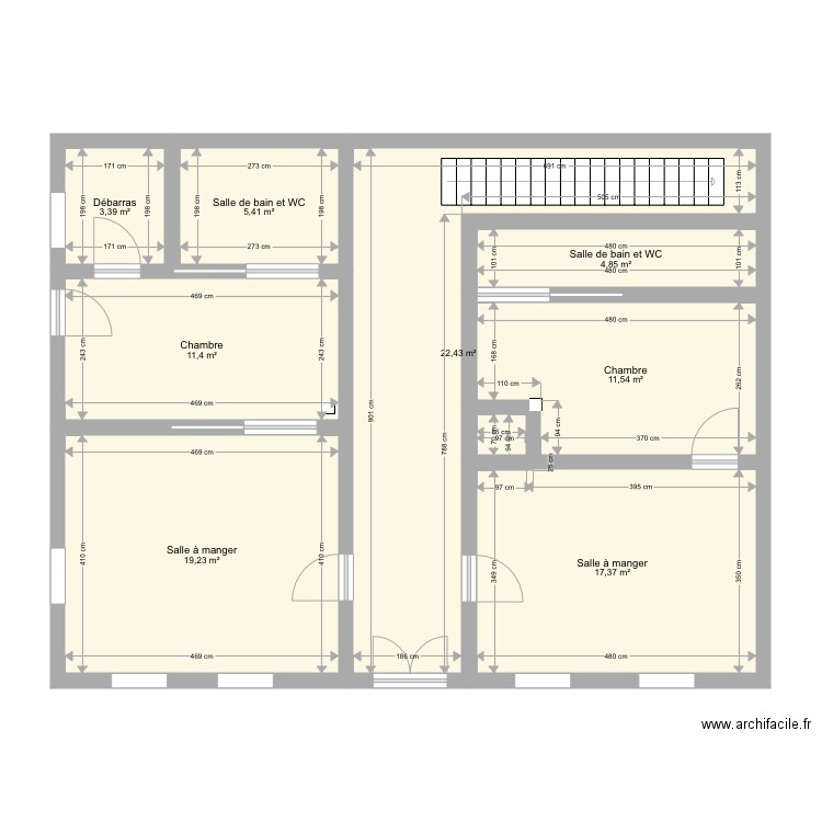 Surface rdc modifiée . Plan de 0 pièce et 0 m2
