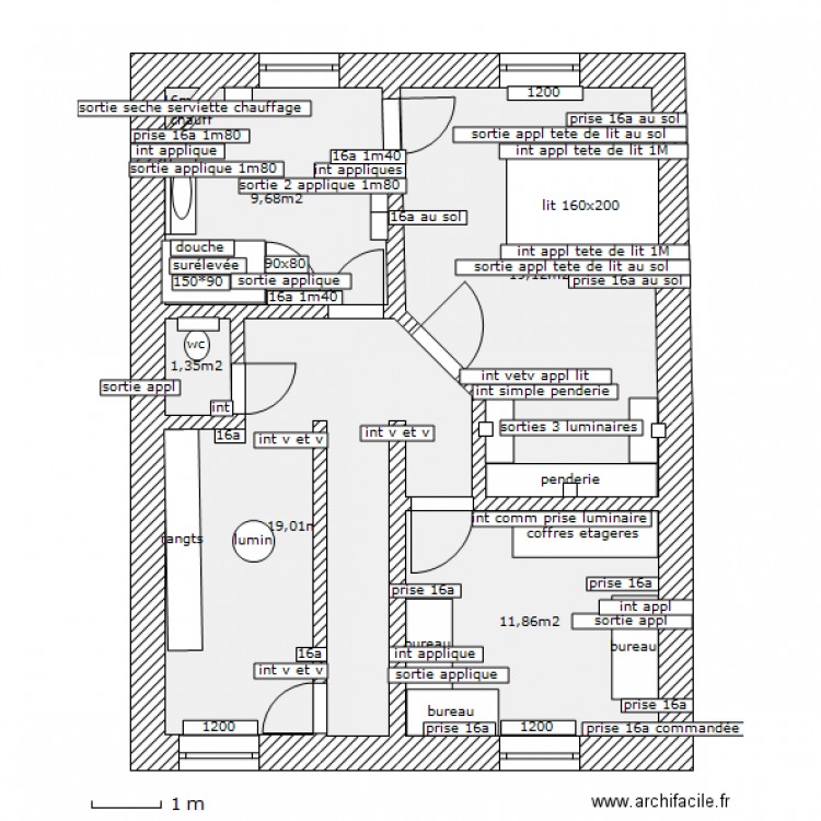1er etage grigny electricité. Plan de 0 pièce et 0 m2