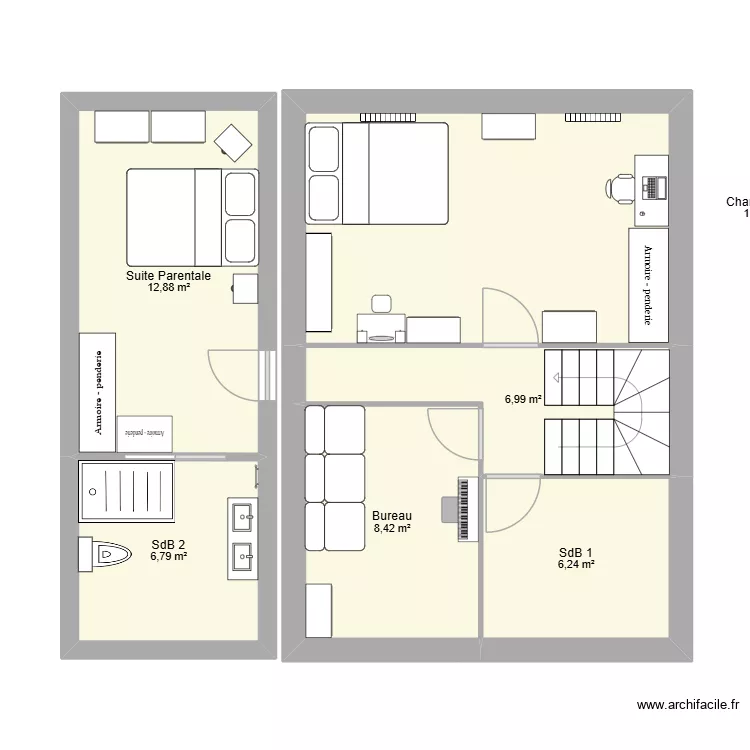 RDC avec Ext. Plan de 6  et 59 m²