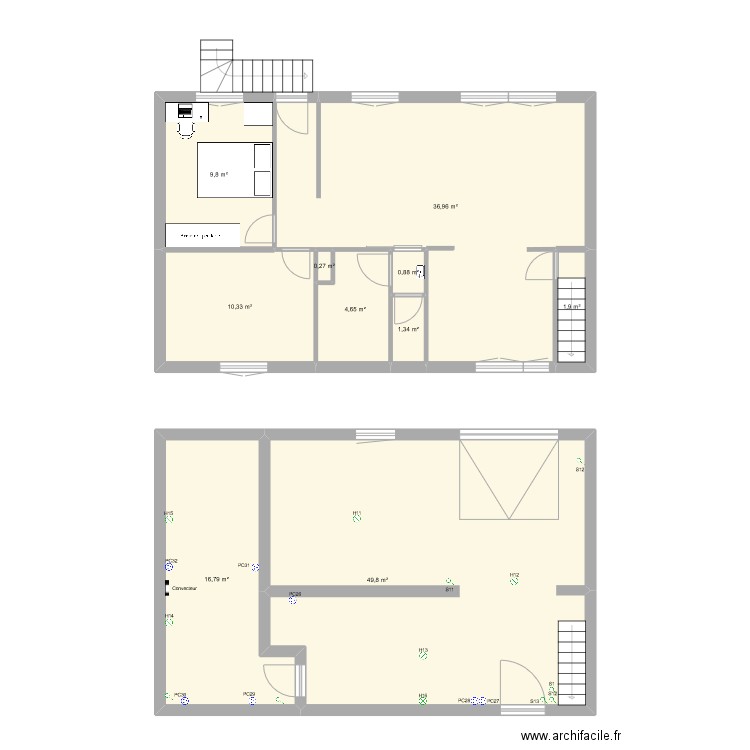 Après. Plan de 10 pièces et 133 m2