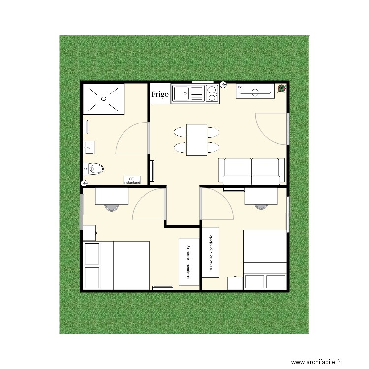 Plan logement d urgence 3 pièces . Plan de 0 pièce et 0 m2