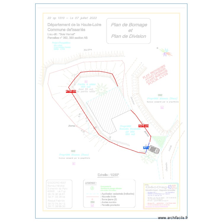 Plan geometre. Plan de 0 pièce et 0 m2