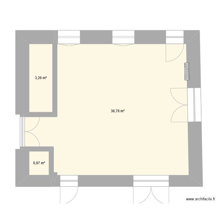 cuisine. Plan de 3 pièces et 41 m2