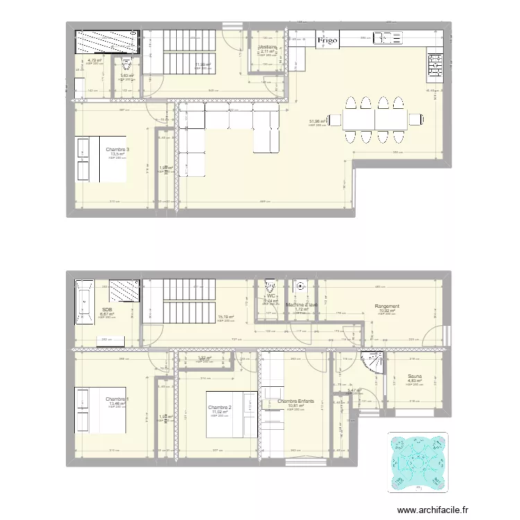 Chalet 2 - Avec bons couloirs. Plan de 