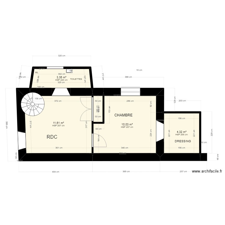 pavillon  rch 232. Plan de 5 pièces et 30 m2