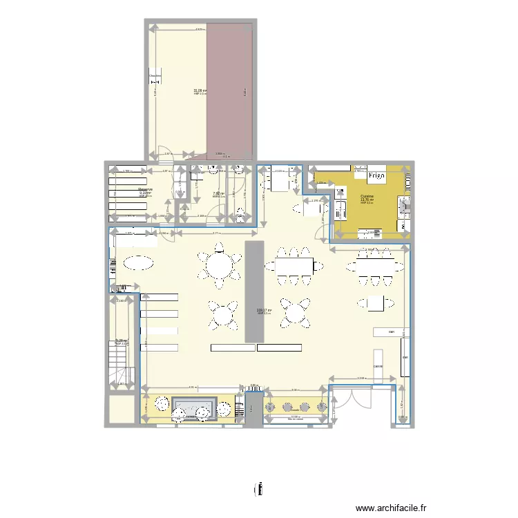 Local d&eacute;paysante v1. Plan de 