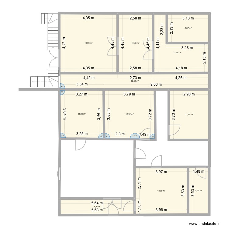 plan rdc 1. Plan de 11 pièces et 124 m2