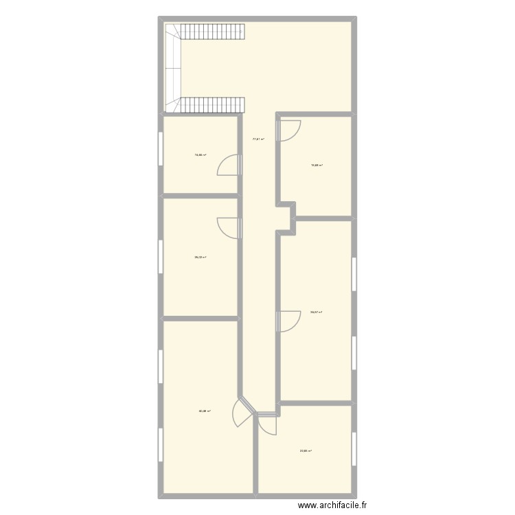 etage bureau. Plan de 7 pièces et 238 m2