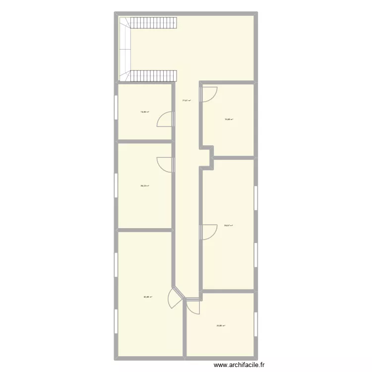 etage bureau. Plan de 7 pièces et 238 m²