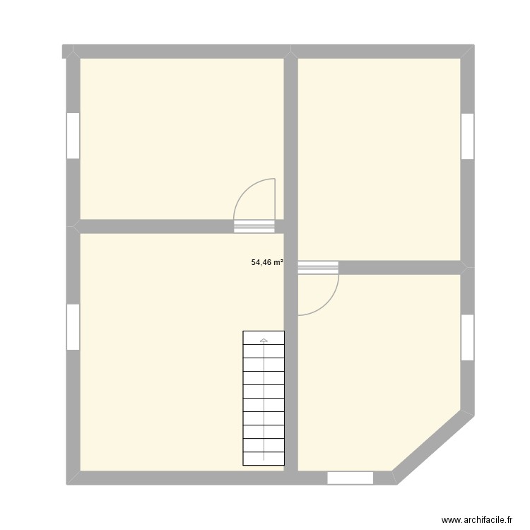 haut yves. Plan de 1 pièce et 54 m2