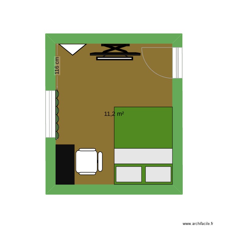 maison autonomie. Plan de 1 pièce et 11 m2