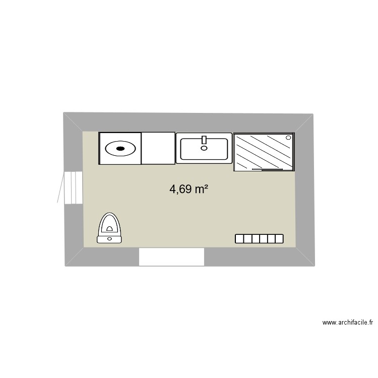 salle de bain . Plan de 1 pièce et 5 m2