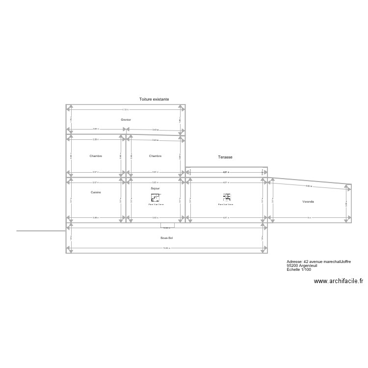 Façade 2D Coté Etat Acuel. Plan de 0 pièce et 0 m2