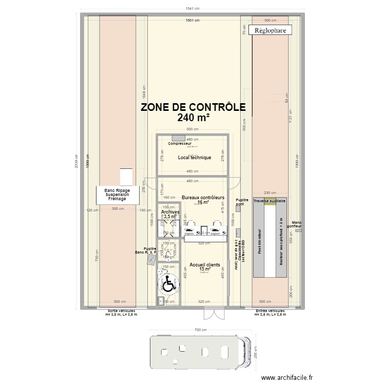 CCT VL 15 x 20 en U. Plan de 7 pièces et 295 m2