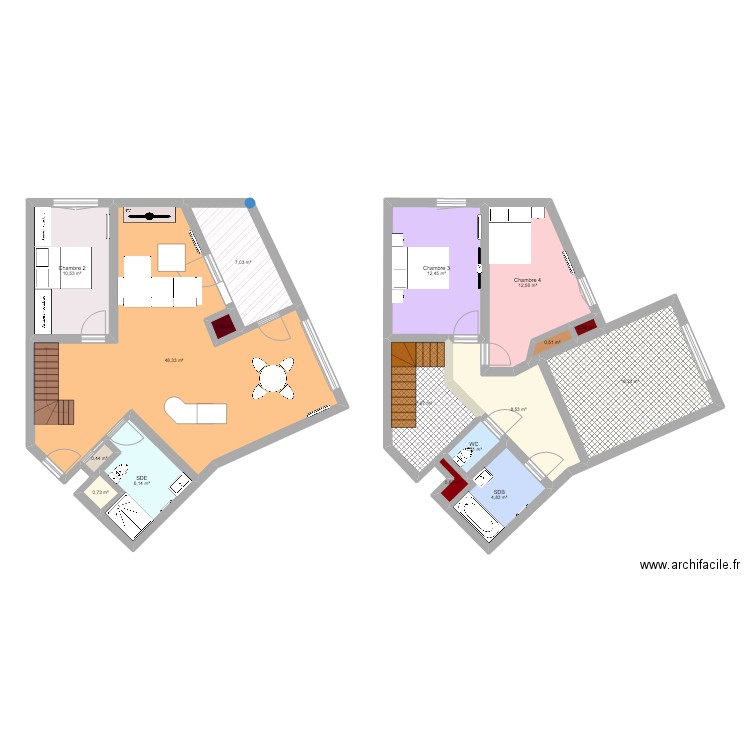 RDC Poissy. Plan de 17 pièces et 137 m2