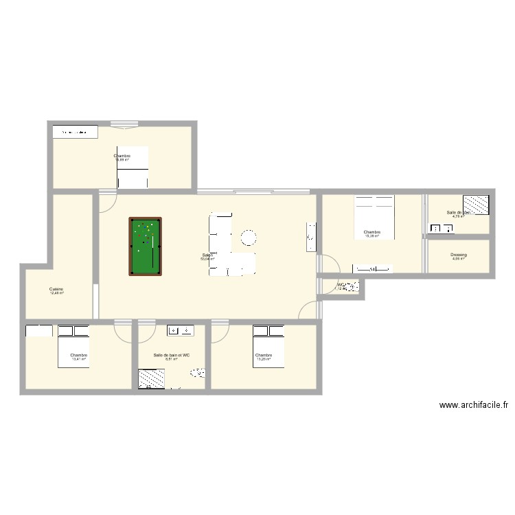 MAISON. Plan de 10 pièces et 143 m2