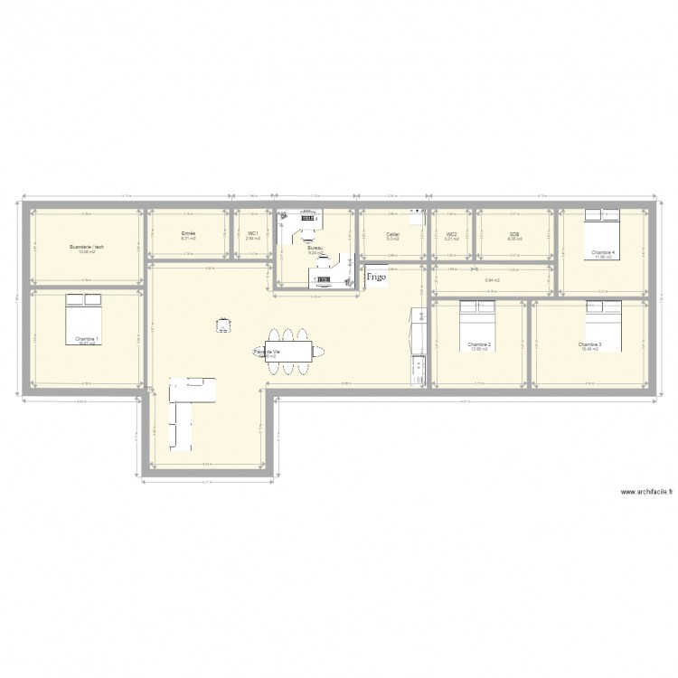 PLan maison Gan Plein Pied V1. Plan de 0 pièce et 0 m2