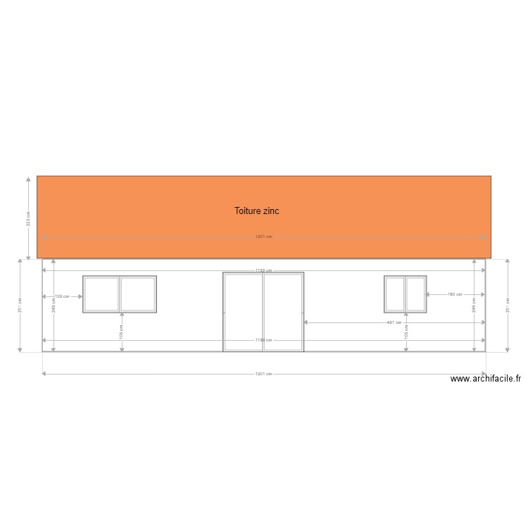 facade ouest. Plan de 0 pièce et 0 m2