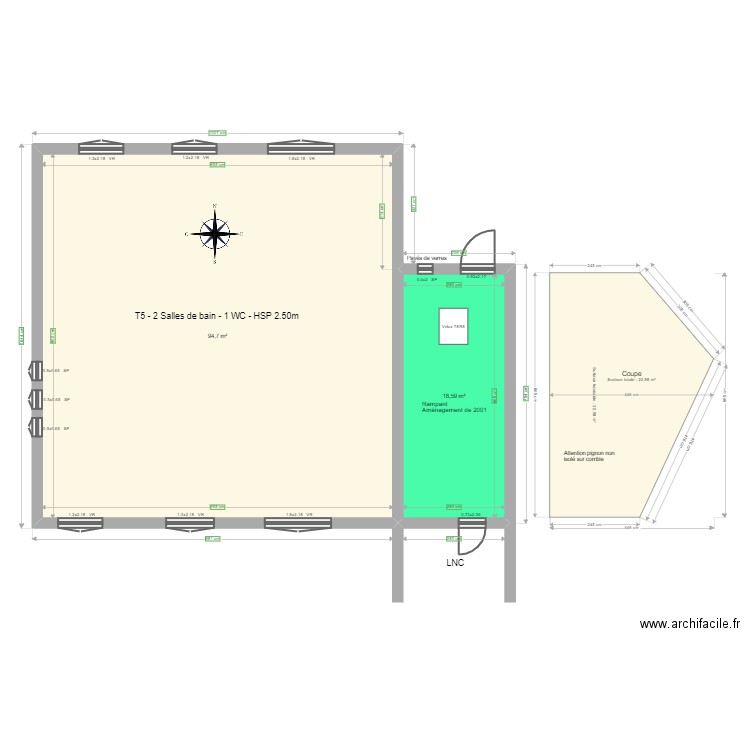 ML23014276 - AALLAM. Plan de 2 pièces et 113 m2