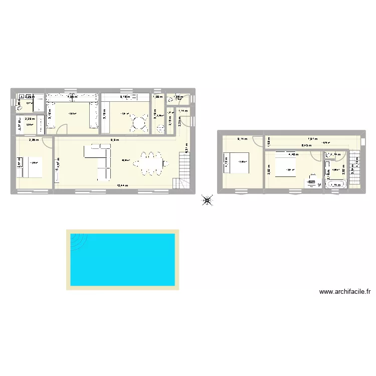 MaisonEtage. Plan de 13  et 136 m²