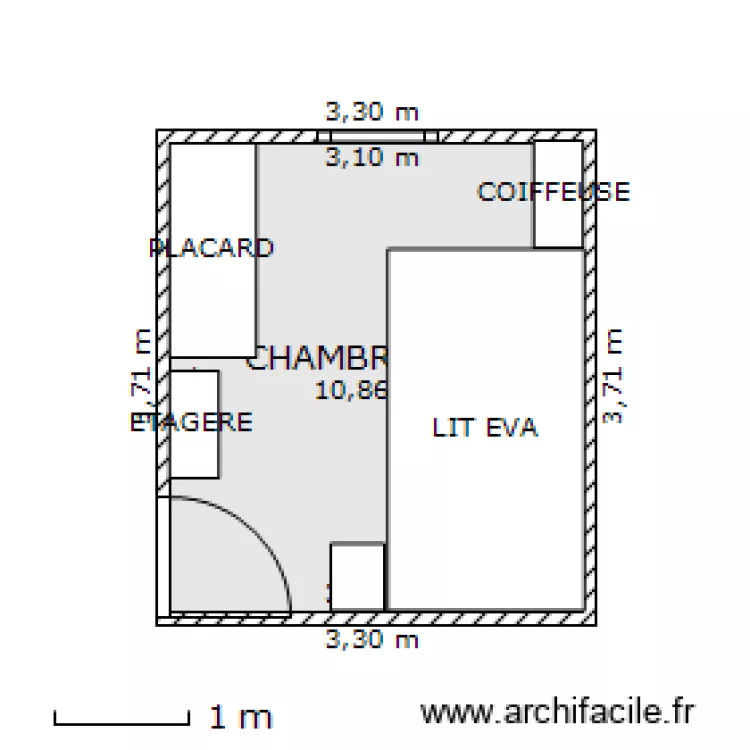 CHAMBRE EVA. Plan de 