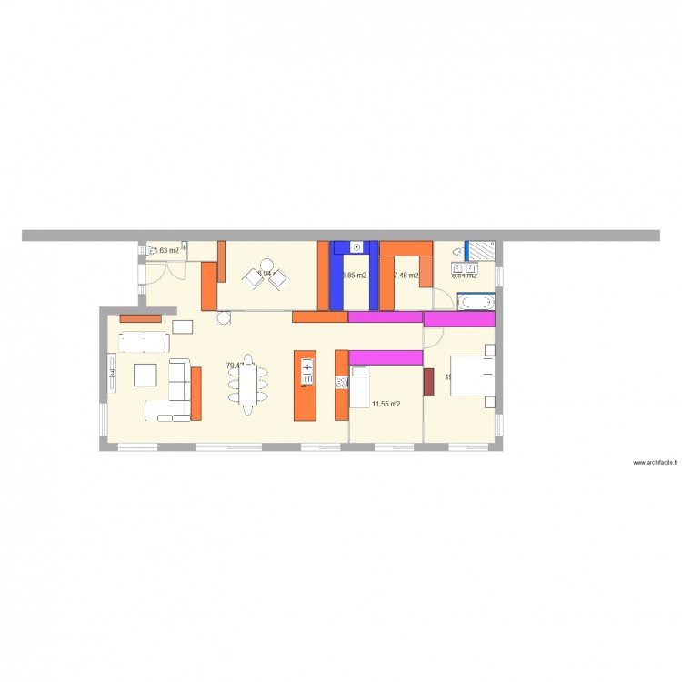 longere totale sans jardin. Plan de 0 pièce et 0 m2