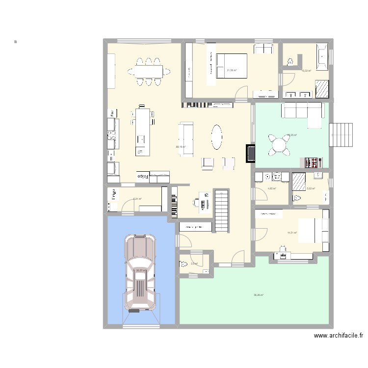 Victoria. Plan de 11 pièces et 240 m2