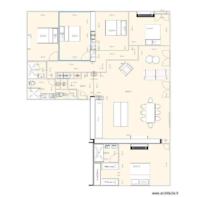 29 crs FR v4.2. Plan de 19 pièces et 147 m2