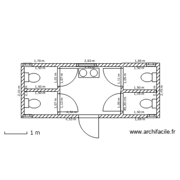 Conteneur sanitaire. Plan de 