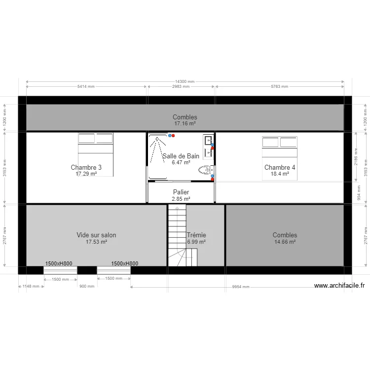maison t5 comble etage sous comble. Plan de 