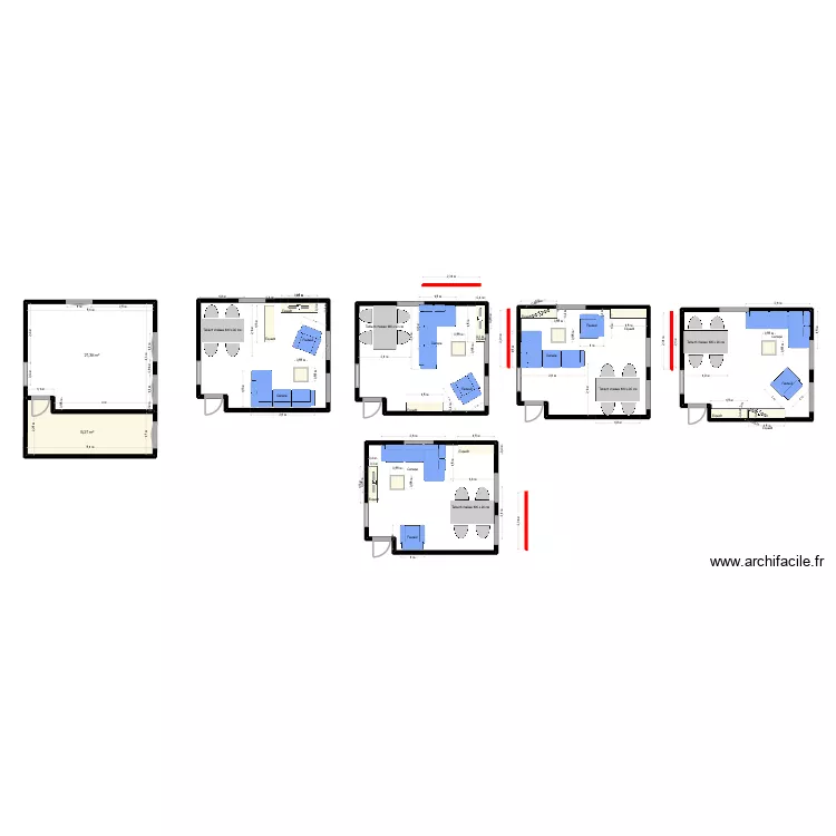 salon v2. Plan de 7  et 137 m²