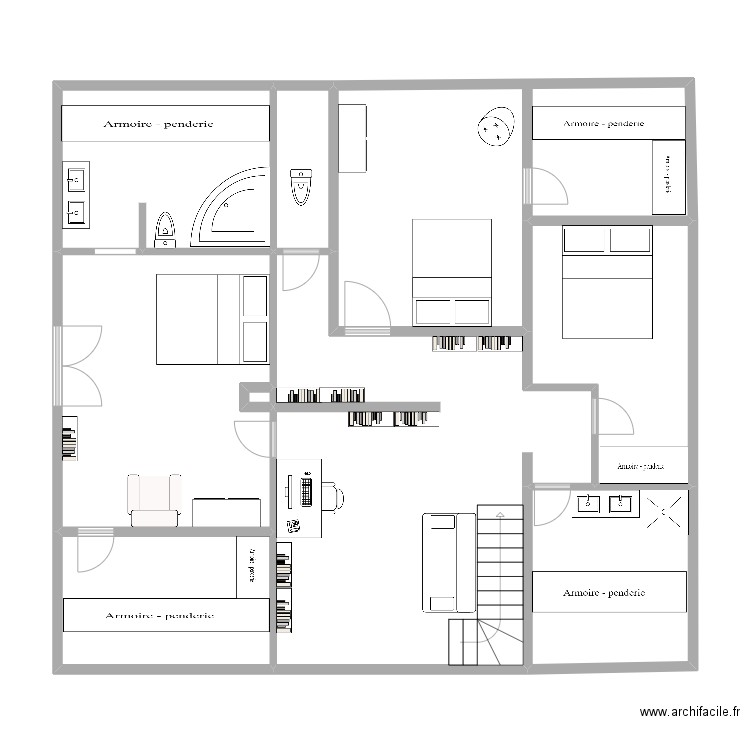 projet St Brevin étage. Plan de 9 pièces et 104 m2