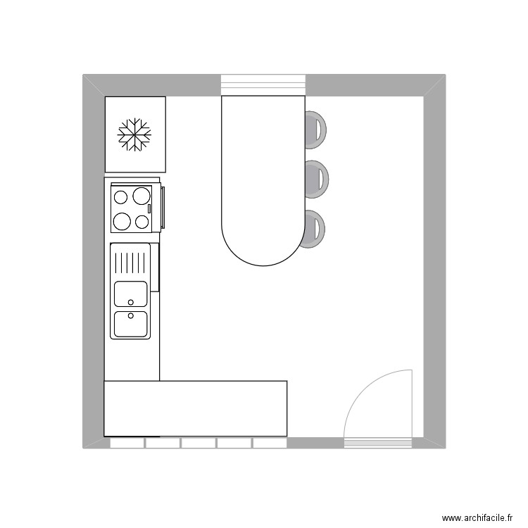 cuisine zélie. Plan de 1 pièce et 15 m2