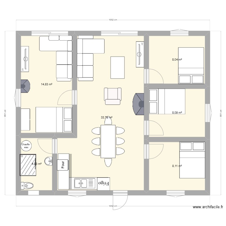 lazr. Plan de 6 pièces et 78 m2