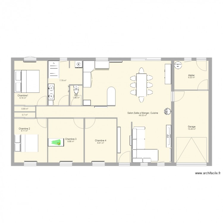 plein pied yann et eme. Plan de 0 pièce et 0 m2