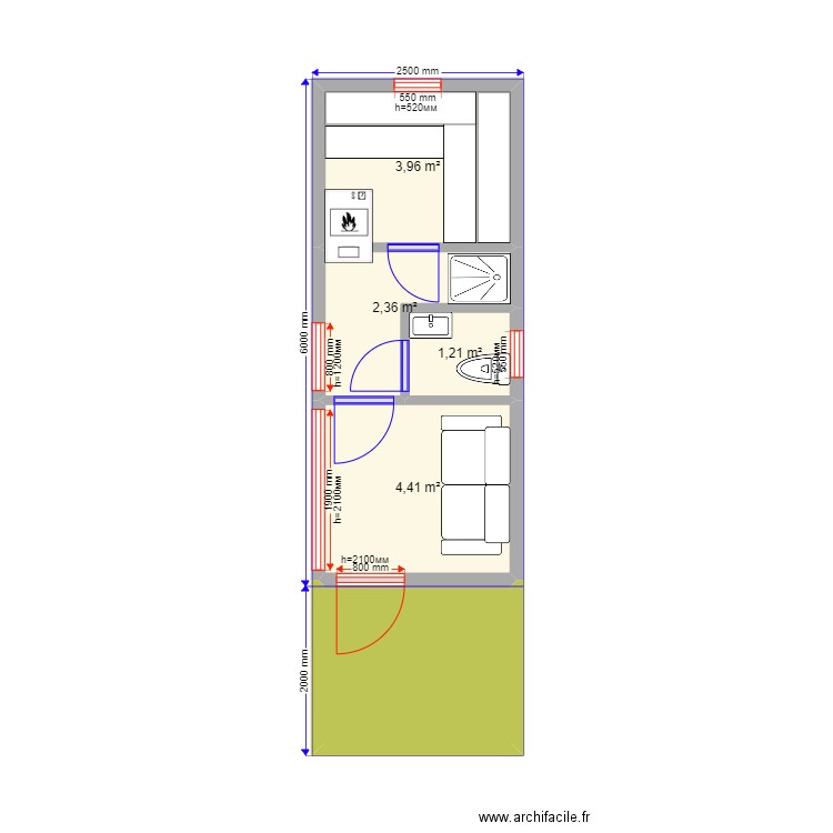 Баня Казань. Plan de 5 pièces et 16 m2