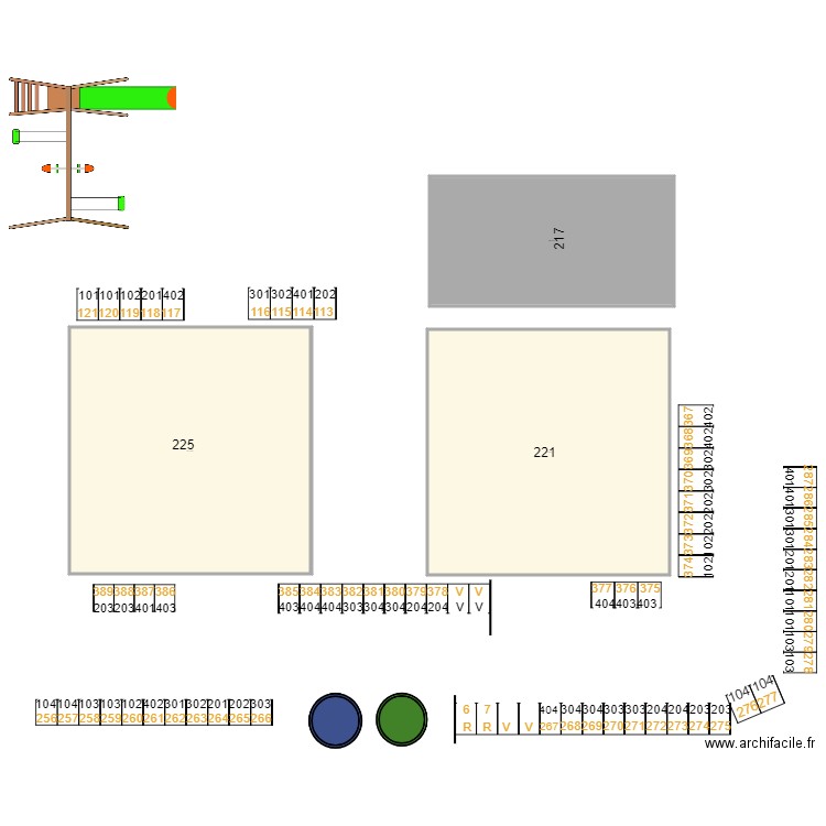 JPR 221 225. Plan de 3 pièces et 1855 m2