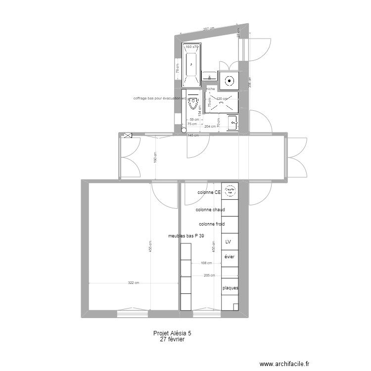 projet 6  alésia 15 février. Plan de 4 pièces et 34 m2