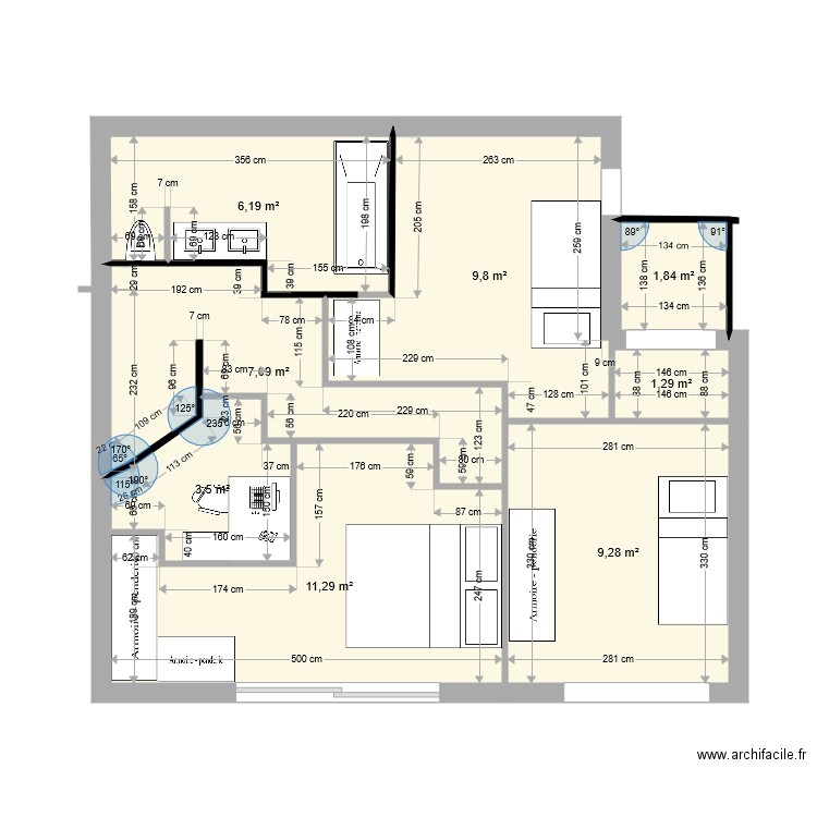 maison 1er étage  2122021 chambre avec salle de jeux. Plan de 8 pièces et 50 m2