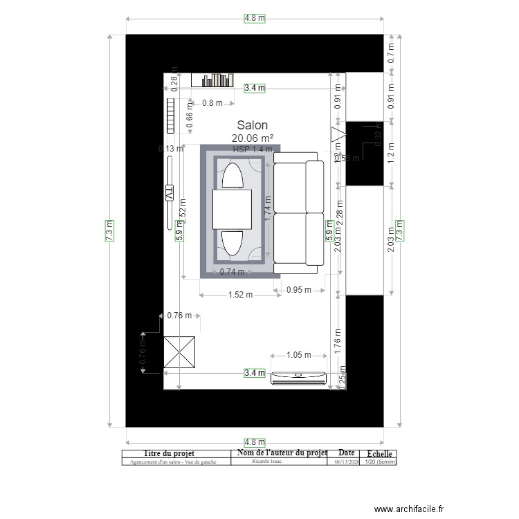 Agencement salon  Vue de gauche Proposition 1. Plan de 0 pièce et 0 m2