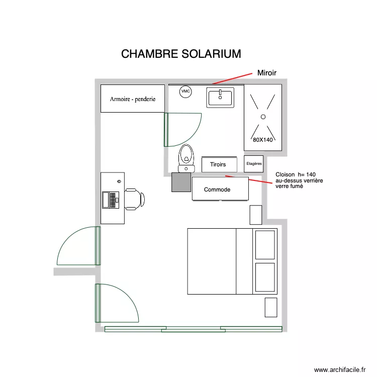 Chambre Solarium. Plan de 