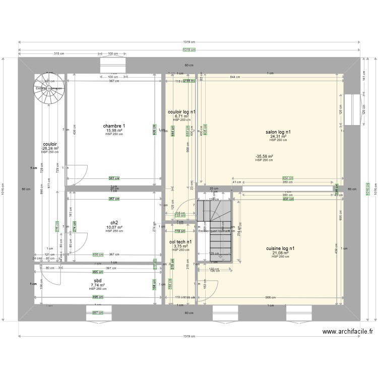 PROJET LACAUNE étage 1 gabi1Z. Plan de 9 pièces et 185 m2