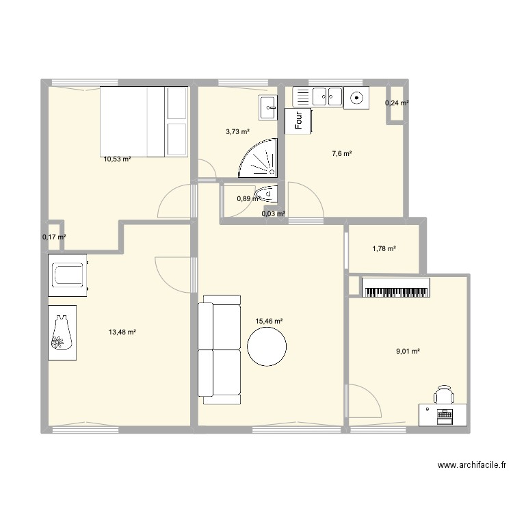 Franconville. Plan de 11 pièces et 63 m2