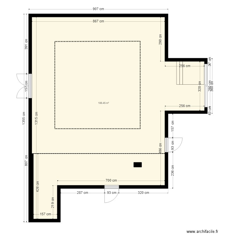 bar des sports plan côté avec chapiteau et faux plafond. Plan de 0 pièce et 0 m2