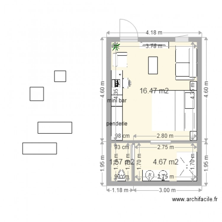 chambre hotel 41. Plan de 0 pièce et 0 m2