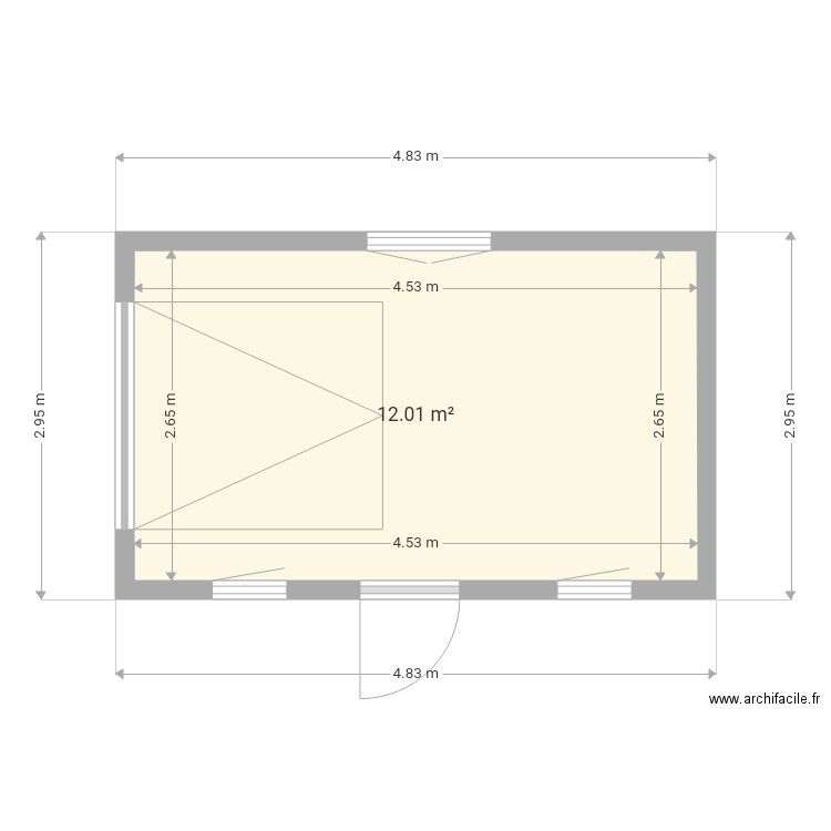 plan remise - Plan 1 pièce 12 m2 dessiné par Telanie