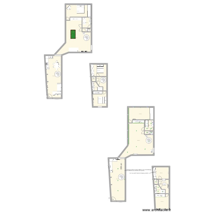 AUXERRE dominique. Plan de 22 pièces et 262 m2