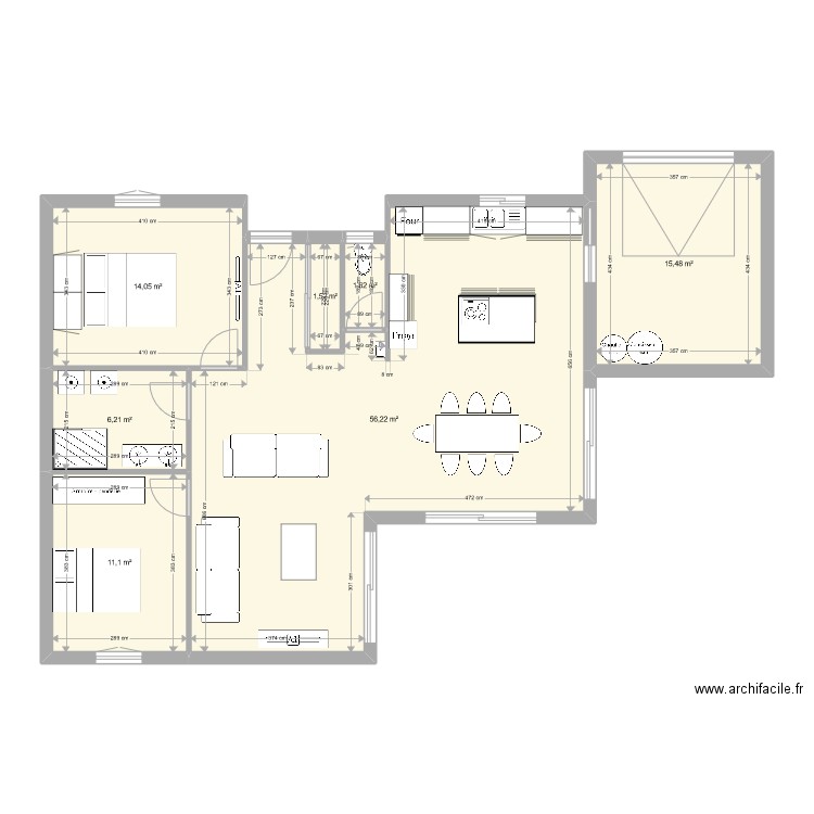 sic minjou2. Plan de 7 pièces et 106 m2