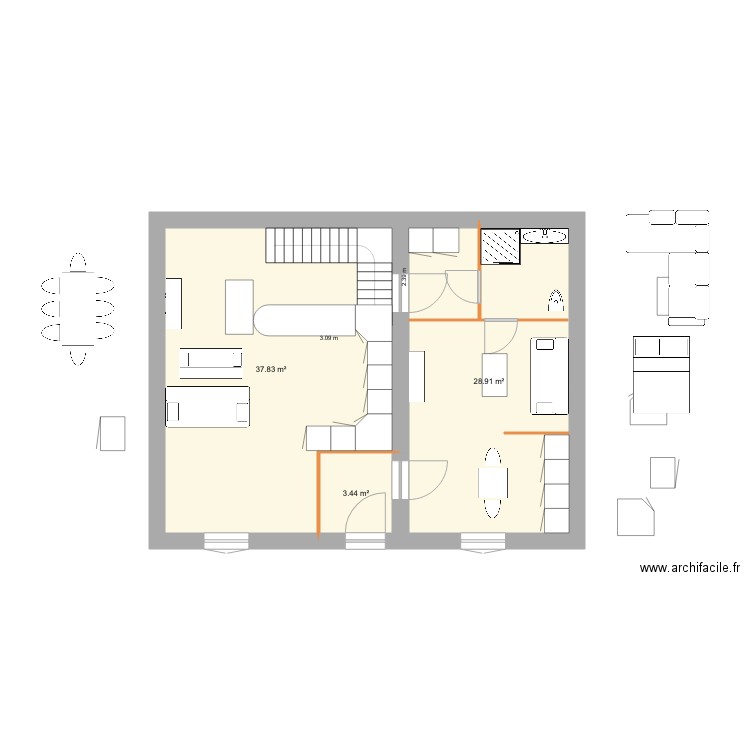 LOCATION DU BONHEUR INTERIEUR BAS ESCALIER 2. Plan de 0 pièce et 0 m2