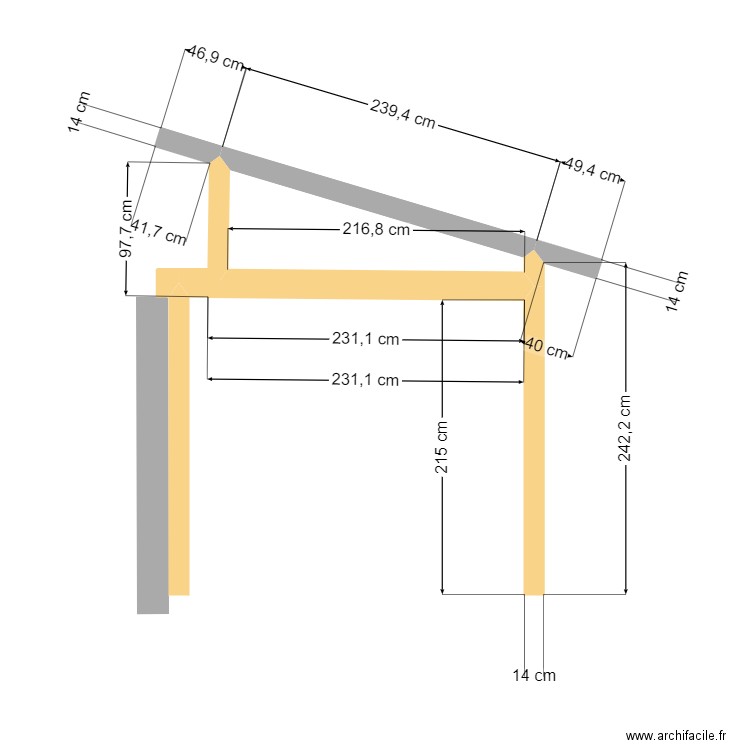 coupe001353. Plan de 1 pièce et 1 m2